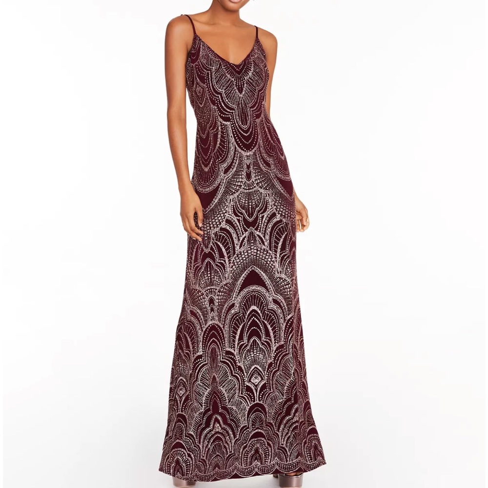 COPY - JUMP APPAREL Womens Burgundy Spaghetti Strap Formal Sheath Dress